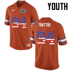 Youth Justin Trattou Orange Florida Gators #94 USA Flag Fashion University Jerseys