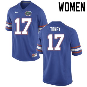 Women Kadarius Toney Blue Florida #17 Stitch Jersey