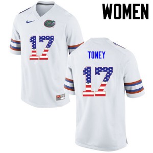Womens Kadarius Toney White Florida #17 USA Flag Fashion High School Jerseys