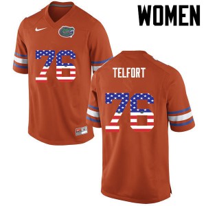 Women's Kadeem Telfort Orange Florida #76 USA Flag Fashion Player Jersey