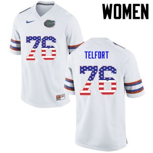 Women's Kadeem Telfort White Florida #76 USA Flag Fashion Stitched Jersey