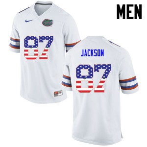 Men Kalif Jackson White Florida #87 USA Flag Fashion Official Jerseys