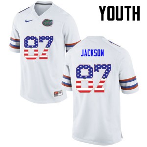 Youth Kalif Jackson White Florida Gators #87 USA Flag Fashion College Jerseys