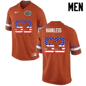 Men's Kavaris Harkless Orange Florida #53 USA Flag Fashion Football Jerseys