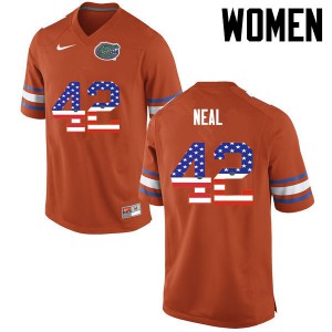 Womens Keanu Neal Orange Florida #42 USA Flag Fashion University Jersey
