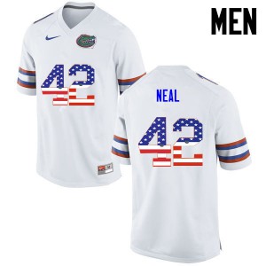 Mens Keanu Neal White University of Florida #42 USA Flag Fashion Stitch Jerseys