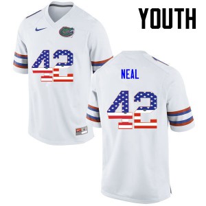 Youth Keanu Neal White University of Florida #42 USA Flag Fashion Alumni Jersey