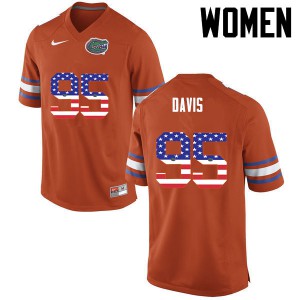 Women Keivonnis Davis Orange Florida Gators #95 USA Flag Fashion High School Jerseys