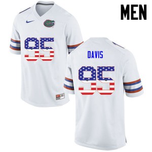 Men Keivonnis Davis White Florida #95 USA Flag Fashion Football Jersey