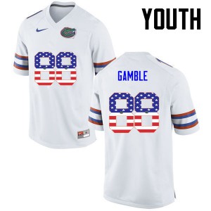 Youth Kemore Gamble White University of Florida #88 USA Flag Fashion NCAA Jerseys