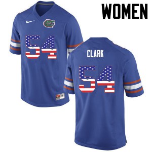 Women's Khairi Clark Blue University of Florida #54 USA Flag Fashion Official Jersey