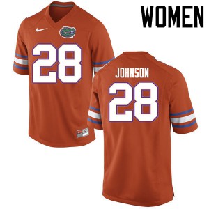Womens Kylan Johnson Orange Florida #28 Football Jersey