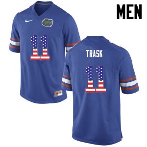 Men's Kyle Trask Blue Florida #11 USA Flag Fashion Stitched Jerseys