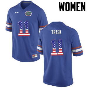 Women Kyle Trask Blue University of Florida #11 USA Flag Fashion Player Jerseys