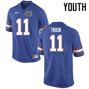 Youth Kyle Trask Blue Florida #11 Embroidery Jersey