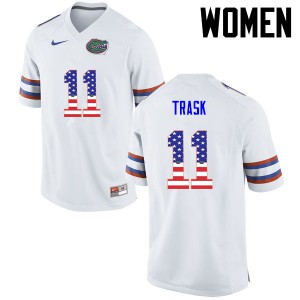 Women's Kyle Trask White Florida #11 USA Flag Fashion Player Jersey