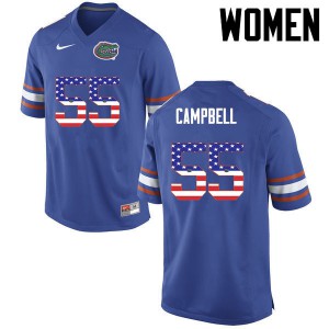 Womens Kyree Campbell Blue UF #55 USA Flag Fashion Official Jersey