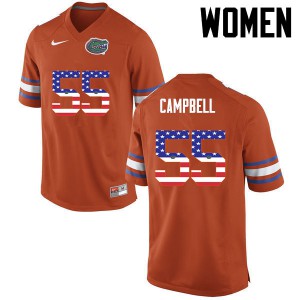 Womens Kyree Campbell Orange Florida #55 USA Flag Fashion Football Jerseys