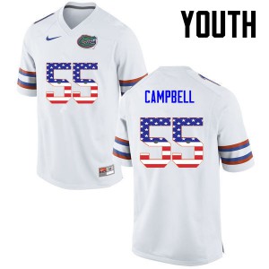 Youth Kyree Campbell White University of Florida #55 USA Flag Fashion College Jerseys
