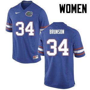Women Lacedrick Brunson Blue Florida #34 NCAA Jerseys