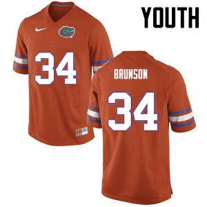 Youth Lacedrick Brunson Orange Florida #34 High School Jerseys