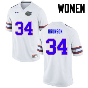 Women Lacedrick Brunson White Florida #34 NCAA Jersey