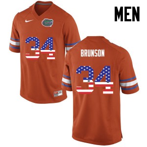 Men's Lacedrick Brunson Orange Florida Gators #34 USA Flag Fashion Football Jersey