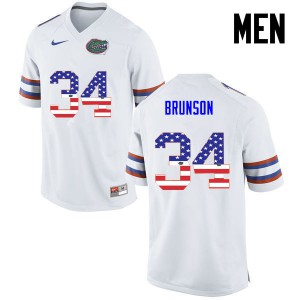 Men Lacedrick Brunson White UF #34 USA Flag Fashion Stitch Jerseys