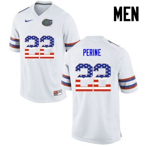Men Lamical Perine White Florida Gators #22 USA Flag Fashion Football Jersey