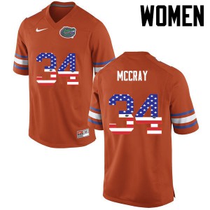 Women Lerentee McCray Orange Florida #34 USA Flag Fashion Alumni Jerseys