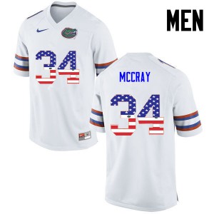 Men's Lerentee McCray White Florida Gators #34 USA Flag Fashion University Jerseys