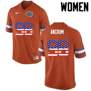 Women Luke Ancrum Orange Florida #98 USA Flag Fashion Official Jerseys