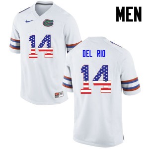 Mens Luke Del Rio White UF #14 USA Flag Fashion Embroidery Jerseys