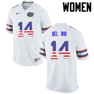 Women's Luke Del Rio White University of Florida #14 USA Flag Fashion Embroidery Jersey