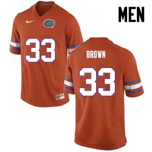 Men Mack Brown Orange Florida #33 Stitch Jerseys