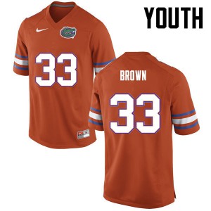 Youth Mack Brown Orange Florida Gators #33 Embroidery Jerseys