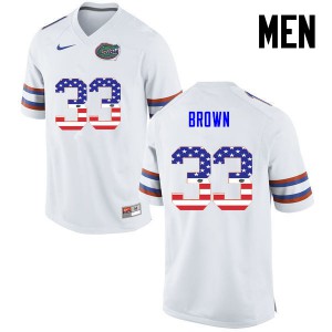 Men Mack Brown White University of Florida #33 USA Flag Fashion University Jersey