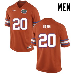 Men's Malik Davis Orange University of Florida #20 Stitched Jerseys