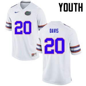 Youth Malik Davis White Florida Gators #20 College Jersey