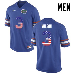 Men Marco Wilson Blue UF #3 USA Flag Fashion Embroidery Jerseys