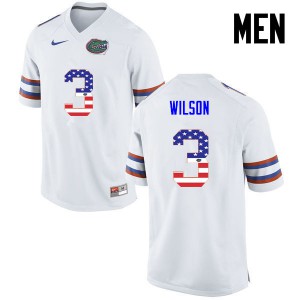 Mens Marco Wilson White UF #3 USA Flag Fashion NCAA Jersey