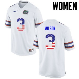 Women's Marco Wilson White UF #3 USA Flag Fashion Stitch Jersey