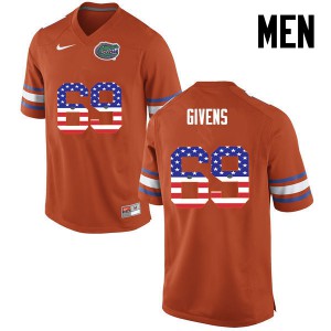 Men Marcus Givens Orange Florida Gators #69 USA Flag Fashion College Jersey
