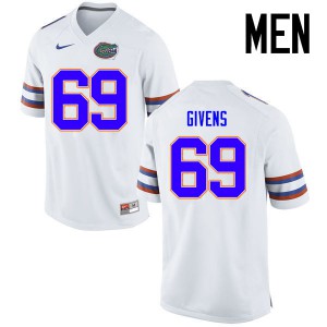 Mens Marcus Givens White Florida Gators #69 Stitch Jerseys