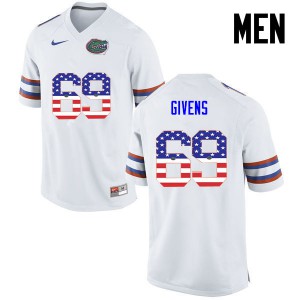 Mens Marcus Givens White Florida #69 USA Flag Fashion NCAA Jerseys