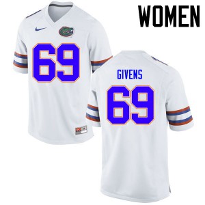 Womens Marcus Givens White Florida #69 NCAA Jerseys