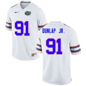Mens Marlon Dunlap Jr. White Florida #91 Stitched Jersey