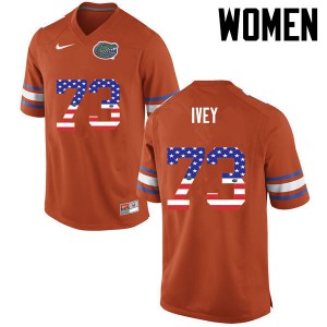 Womens Martez Ivey Orange Florida #73 USA Flag Fashion Player Jerseys
