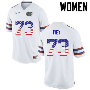 Womens Martez Ivey White Florida #73 USA Flag Fashion Stitched Jerseys