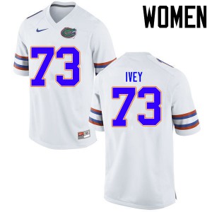 Womens Martez Ivey White Florida Gators #73 NCAA Jerseys